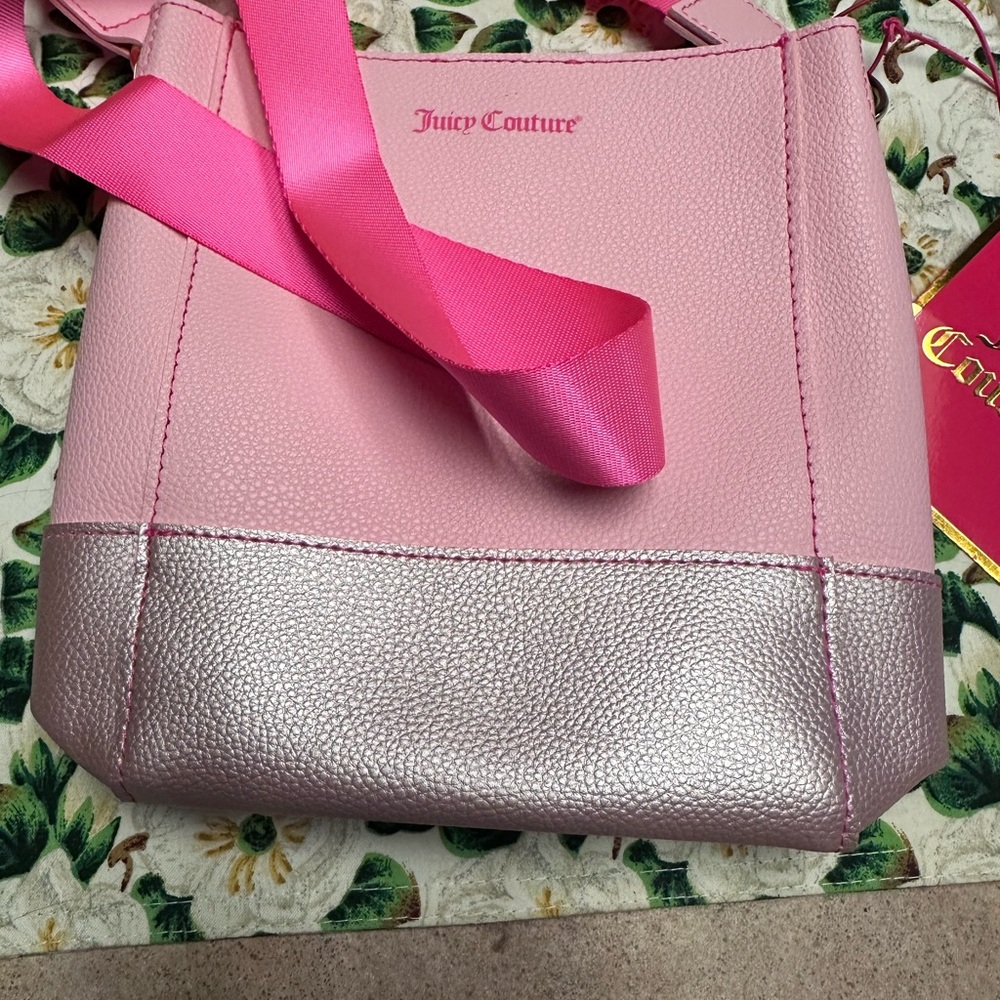 Juicy Couture Pink Crossbody Bag with Textured Finish and Bold Strap